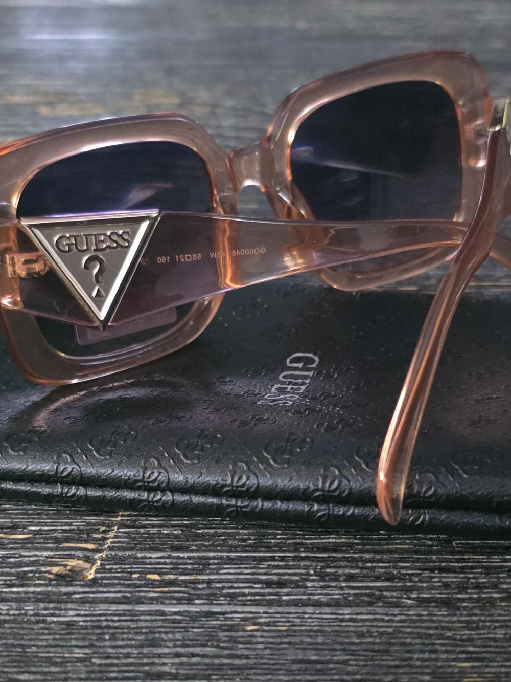 GUESS Square Retro Sunglasses in Brown with Black Lenses